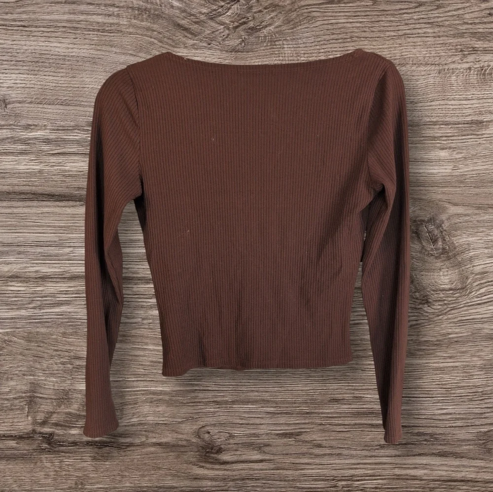 Reformation Virgil knit brown top. Size M. - Picture 4 of 6